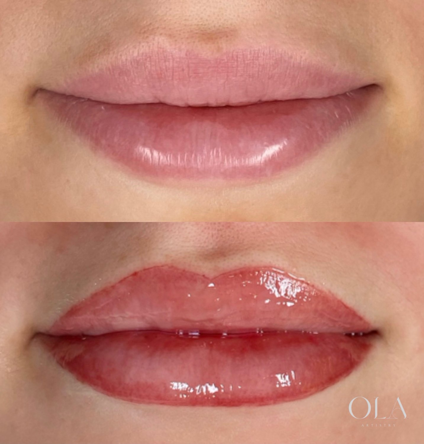 Lip blush before and after