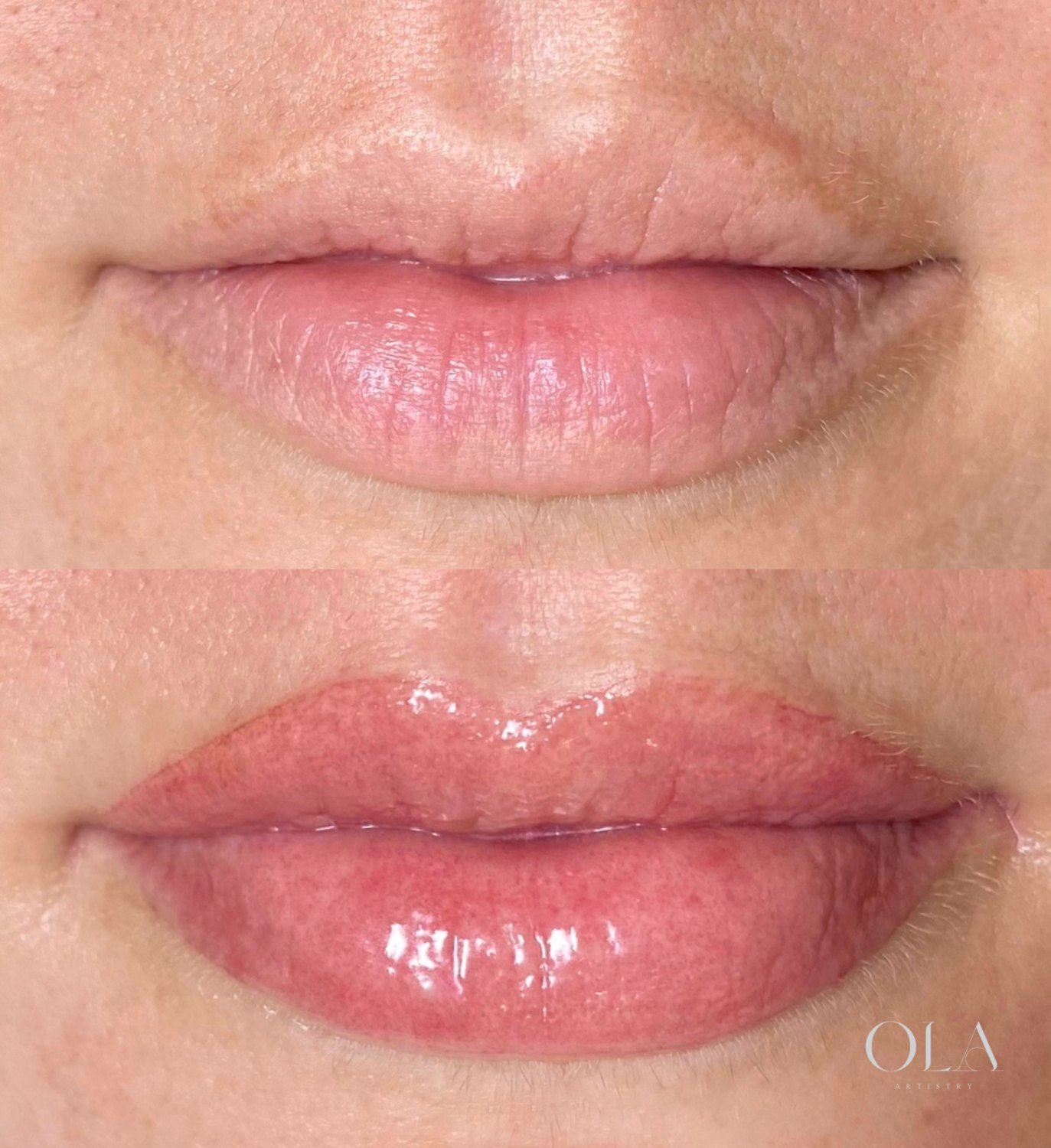 Lip blush before and after