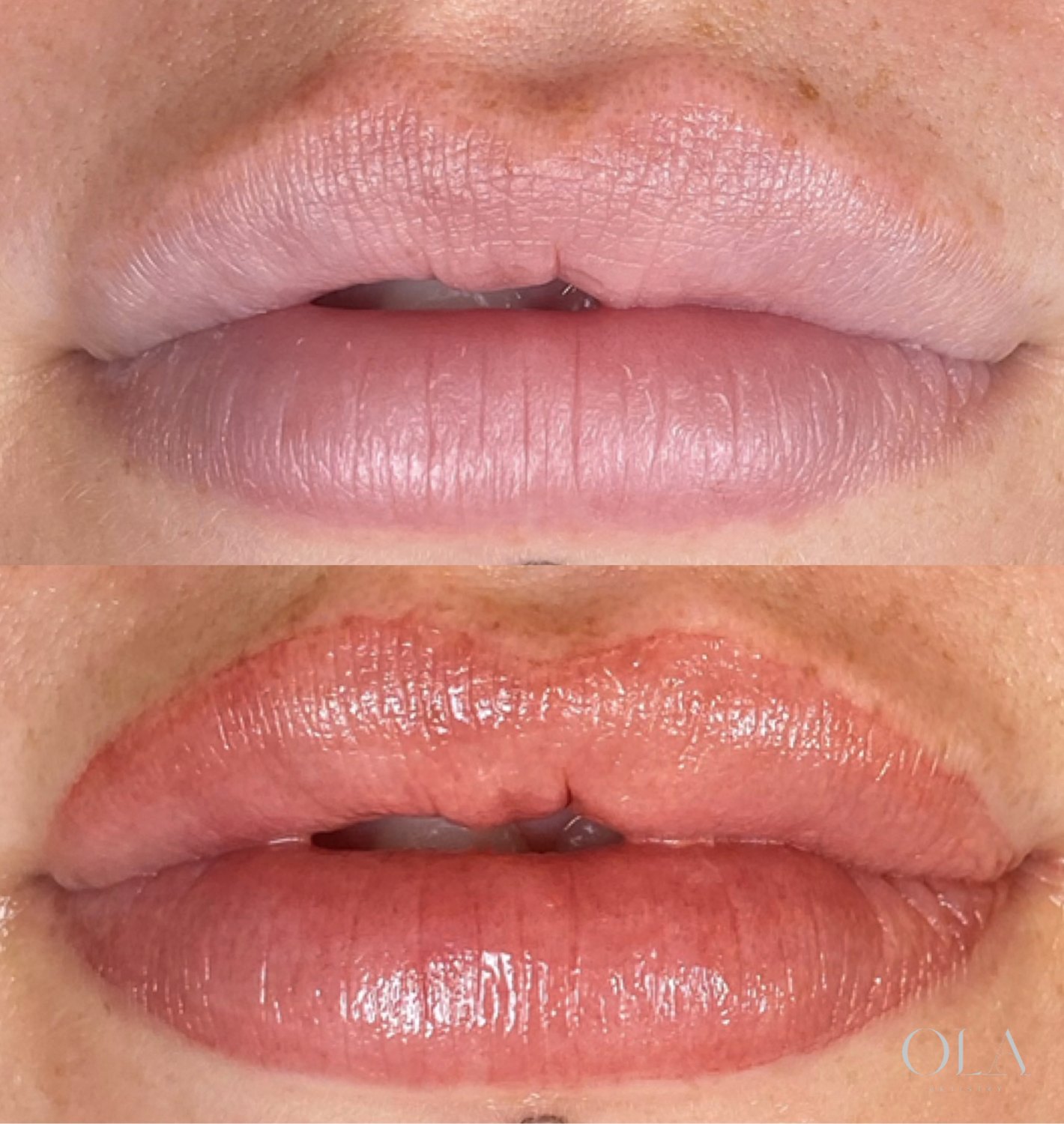 Lip blush before and after