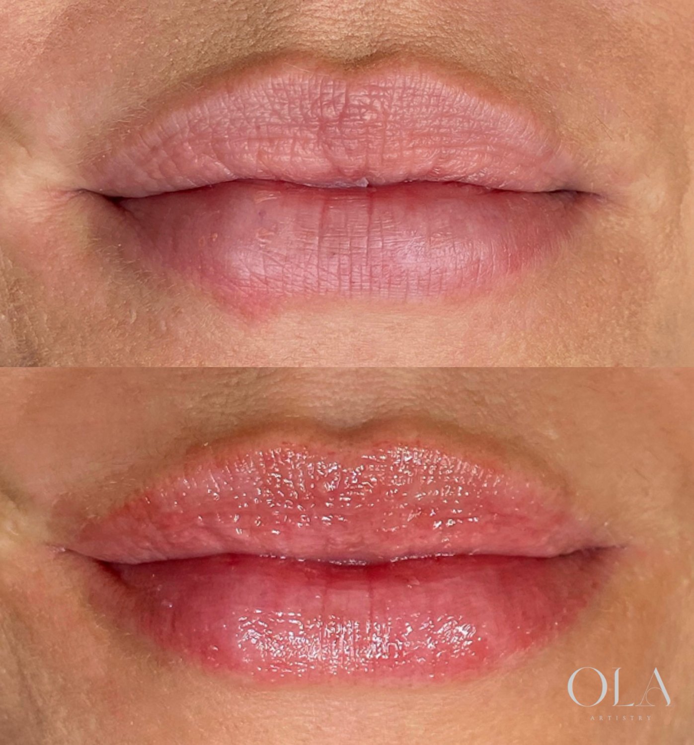 Lip blush before and after