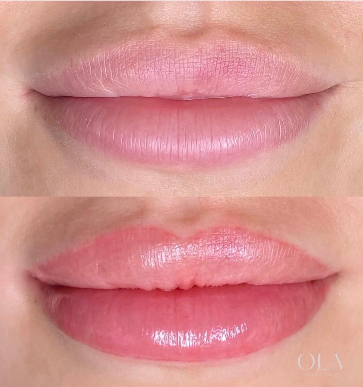 Lip blush before and after