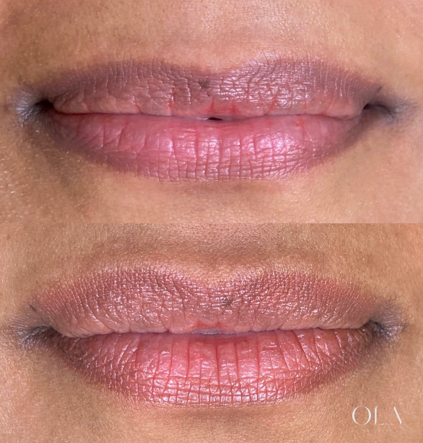 Lip blush before and after