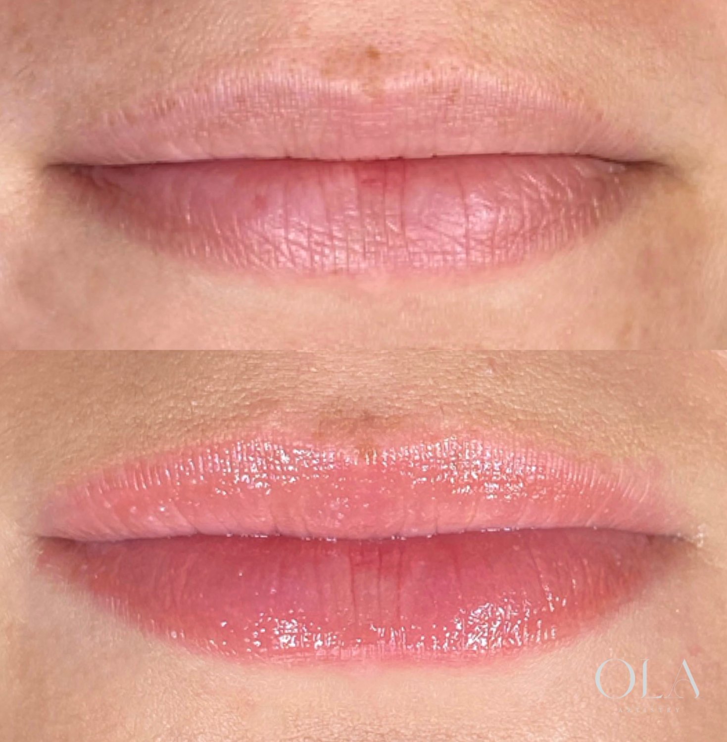 Lip blush before and after