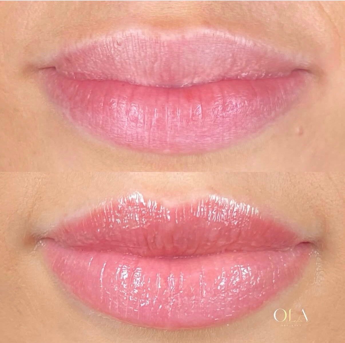 Lip blush before and after