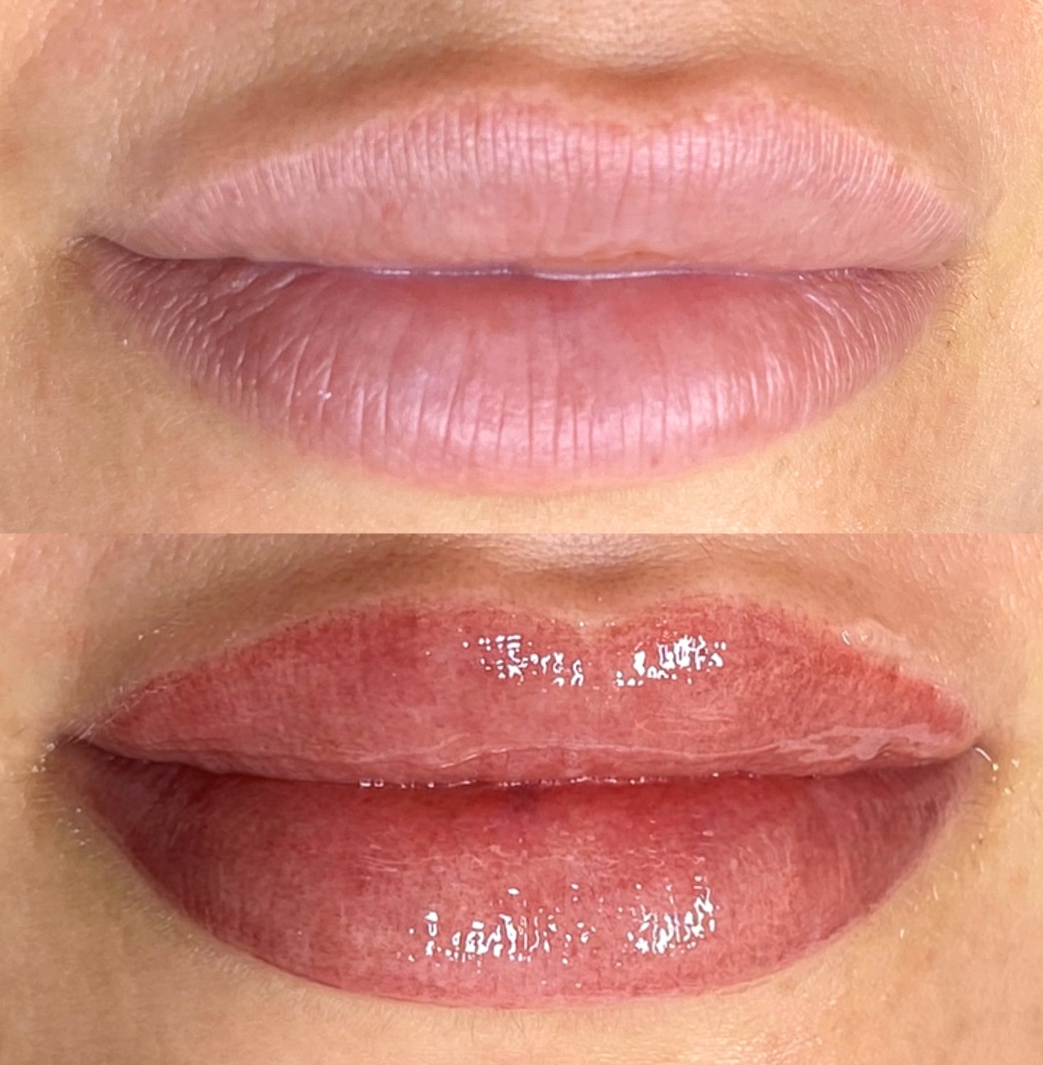 Lip blush before and after