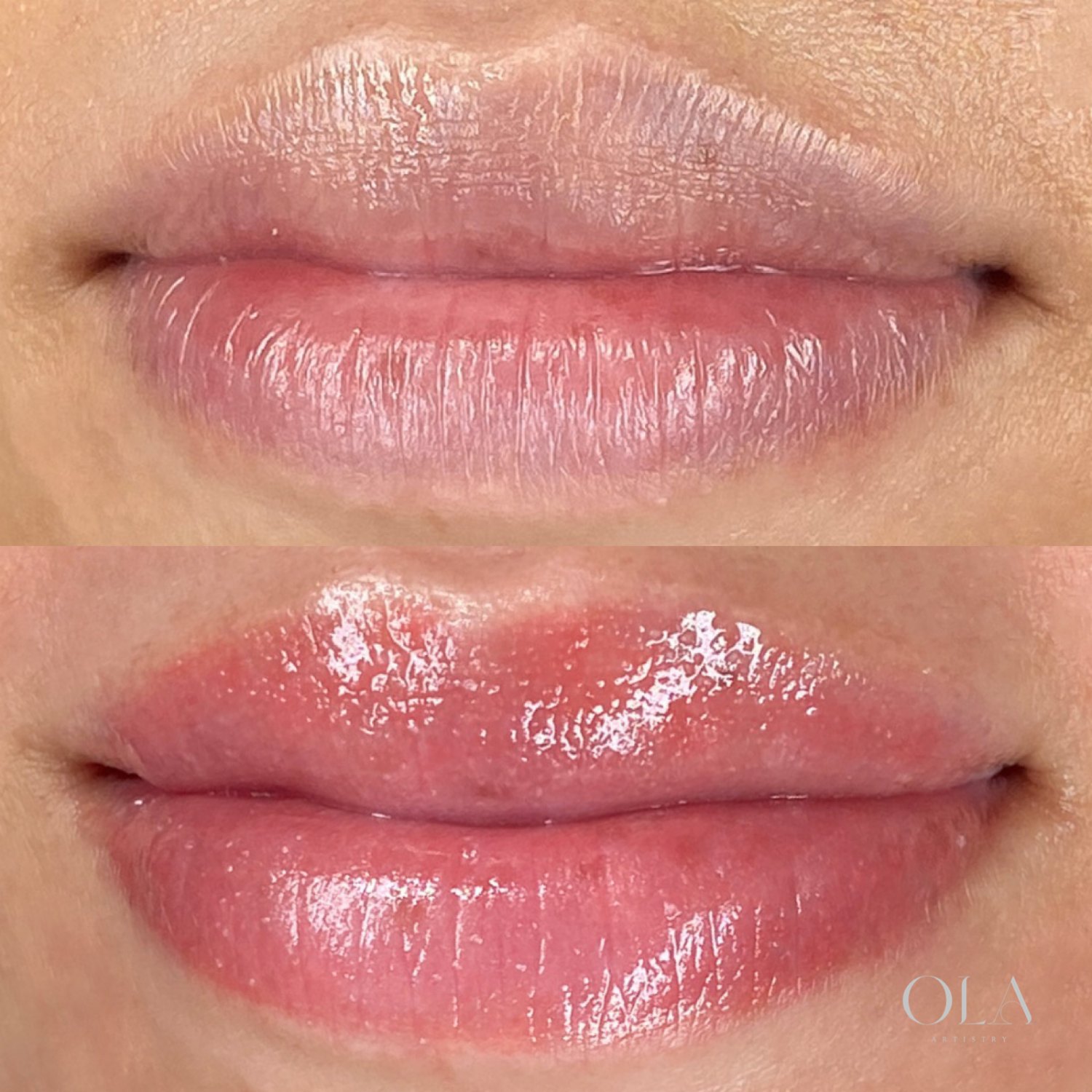 Lip blush before and after
