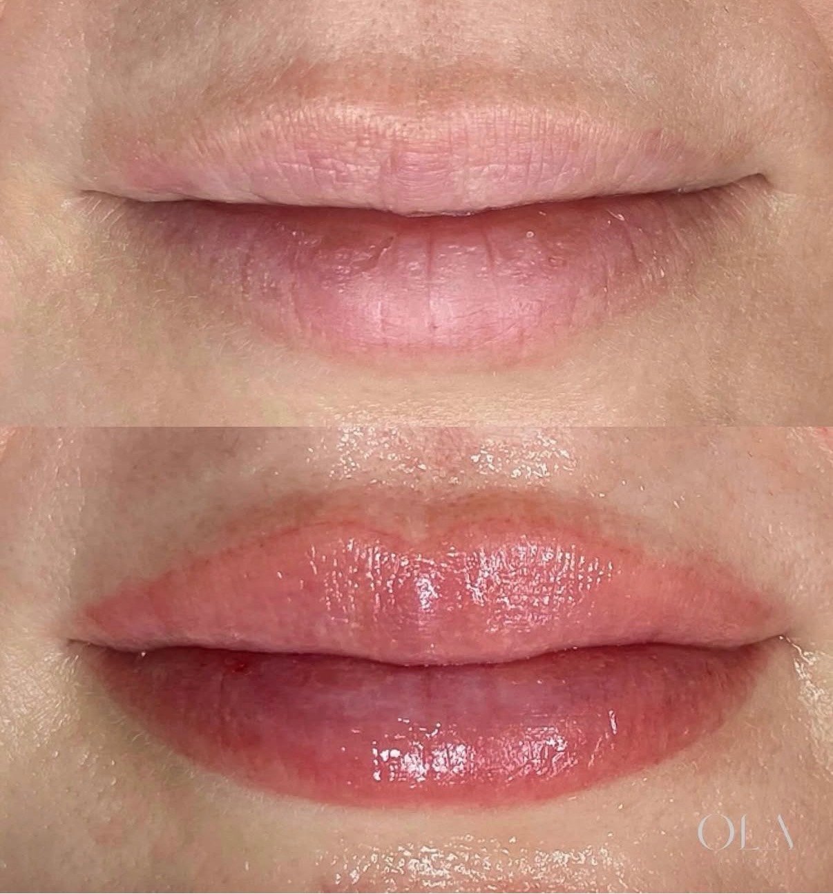 Lip blush before and after