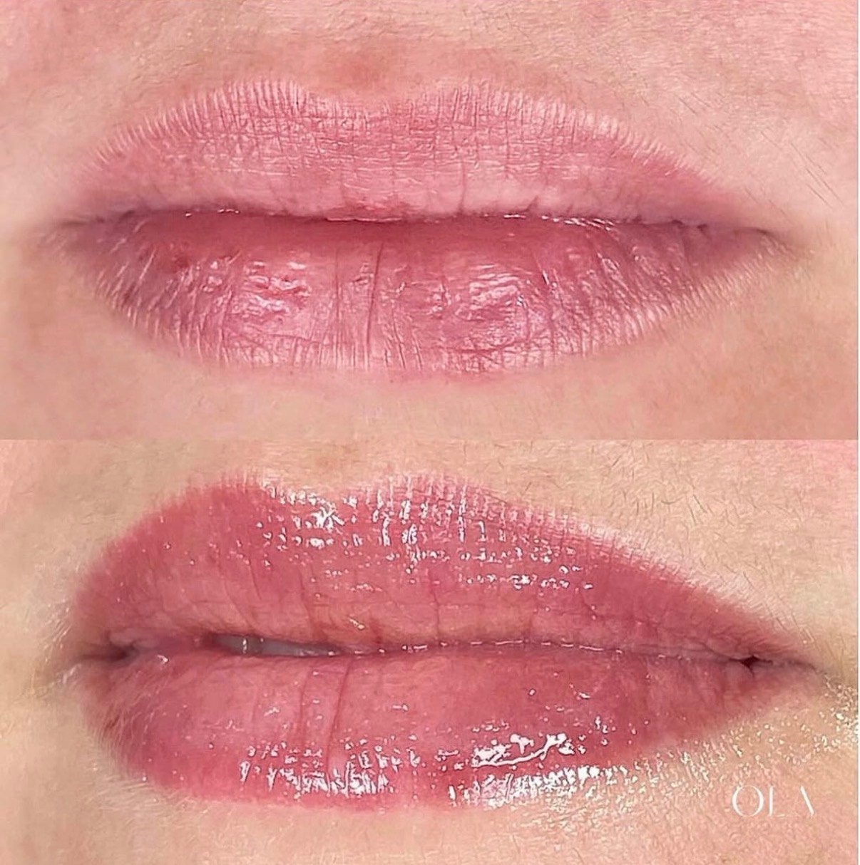 Lip blush before and after