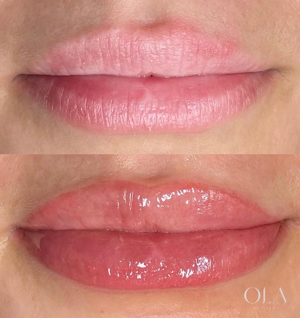 Lip blush before and after