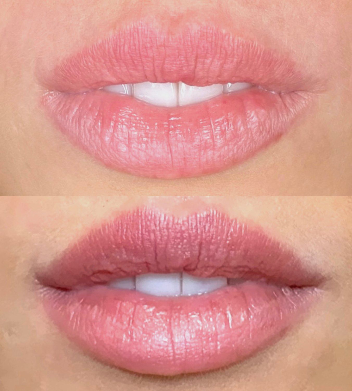 Lip blush before and after